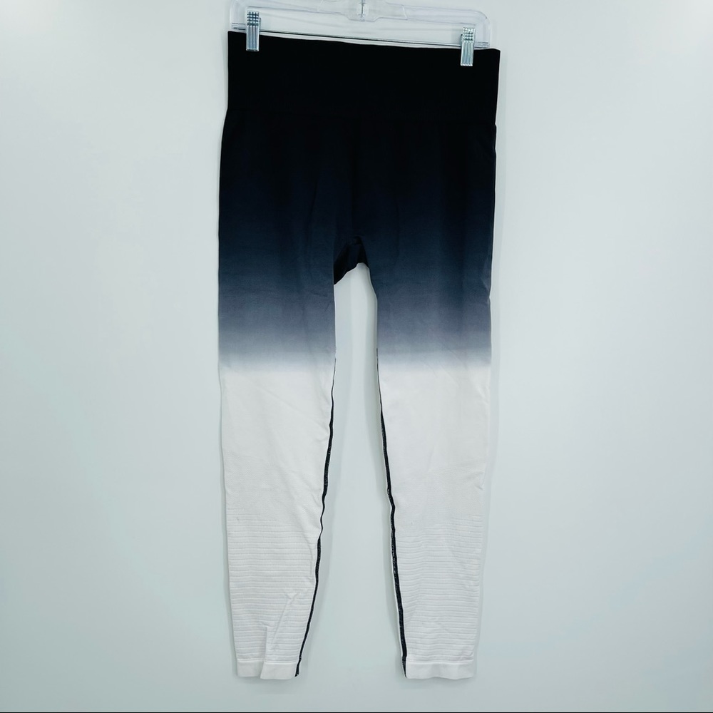 Zyia ombre performance 7/8 leggings tights‎  black white women's size large